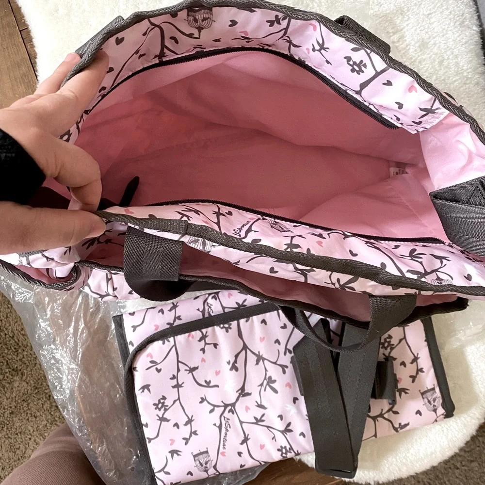 LeSportsac Pink Ryan Diaper Bag & Travel Tote / Weekender